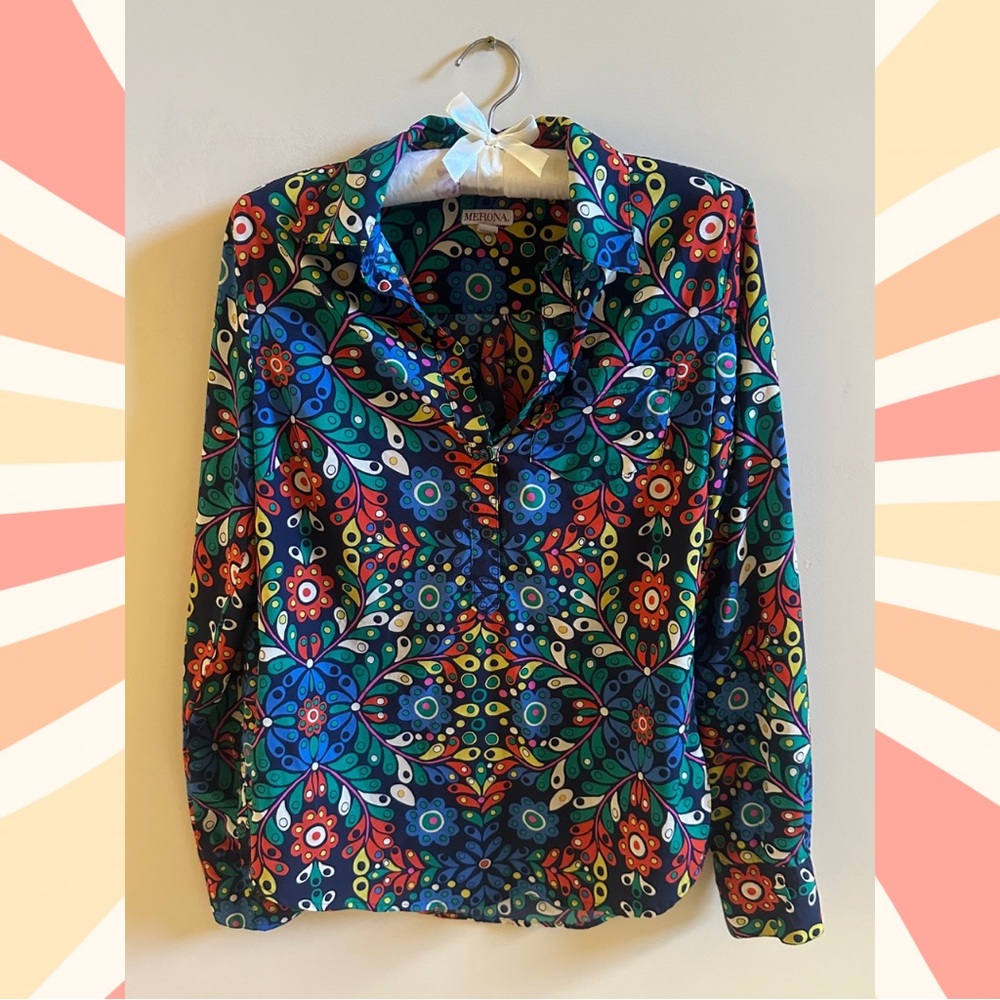 SOLD - Groovy Merona Collared Shirt 60s 70s Vibes